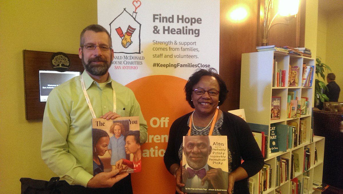 CraigYolitz's tweet photo. Craig and Sharon with Alan Page books for the Ronald McDonald House #BeTheAnswer2016ASM #pageedfdn #PageEdFdb https://t.co/i8gRV9rnLQ