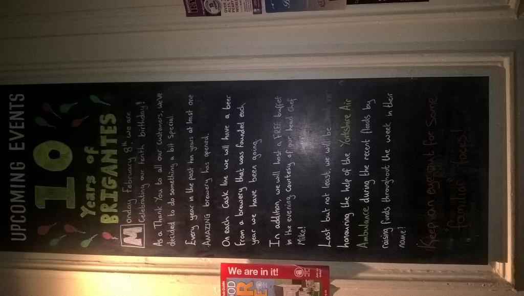 BrigantesYork's tweet photo. 10 years of Brigantes!! Monday 8th of Feb! Free food, charity fundraiser and plenty of great cask ale! #yorkbeer https://t.co/N226eTvAIJ