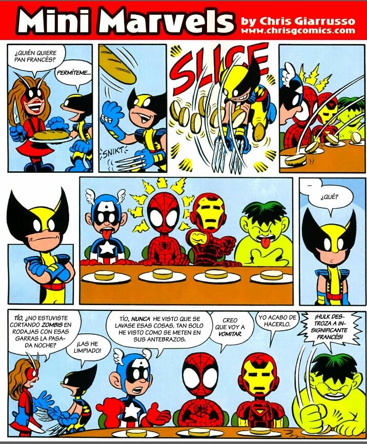 emiliovn's tweet image. Cuando te das cuenta de que Lobezno nunca se limpia las garras. #MiniMarvel #MarvelComic  @Chris_Giarrusso