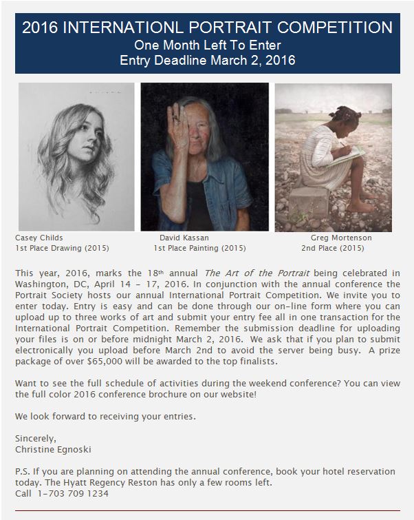 PortraitSocAmer's tweet photo. Only one month left to enter The International Portrait Competition!! https://t.co/mFxJ0s5len