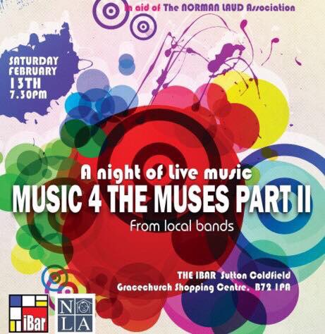 iBarSutton's tweet photo. Feb 13th 5 Bands ALL proceeds to local charity Norman Laud https://t.co/k1uMQcQqJs