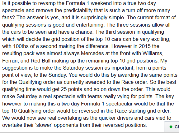 kildorrery's tweet photo. Make the Sat session as important as the Sun award the same points for the Qual order and reverse the start grid https://t.co/Xq6GPj09qn