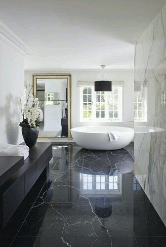 friendzfirst's tweet photo. @ThePowerfulPics @PlCTUREPORN #BathroomGoals #His&amp;HerSinks  #BlackMarbleFloors&amp;Finish #RainForestShower #Chandelier https://t.co/egXhcOp89x