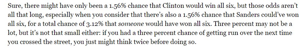 TheAlexKnapp's tweet image. Clinton winning all six coin tosses in Iowa isn't that weird. onforb.es/1SWDoNV