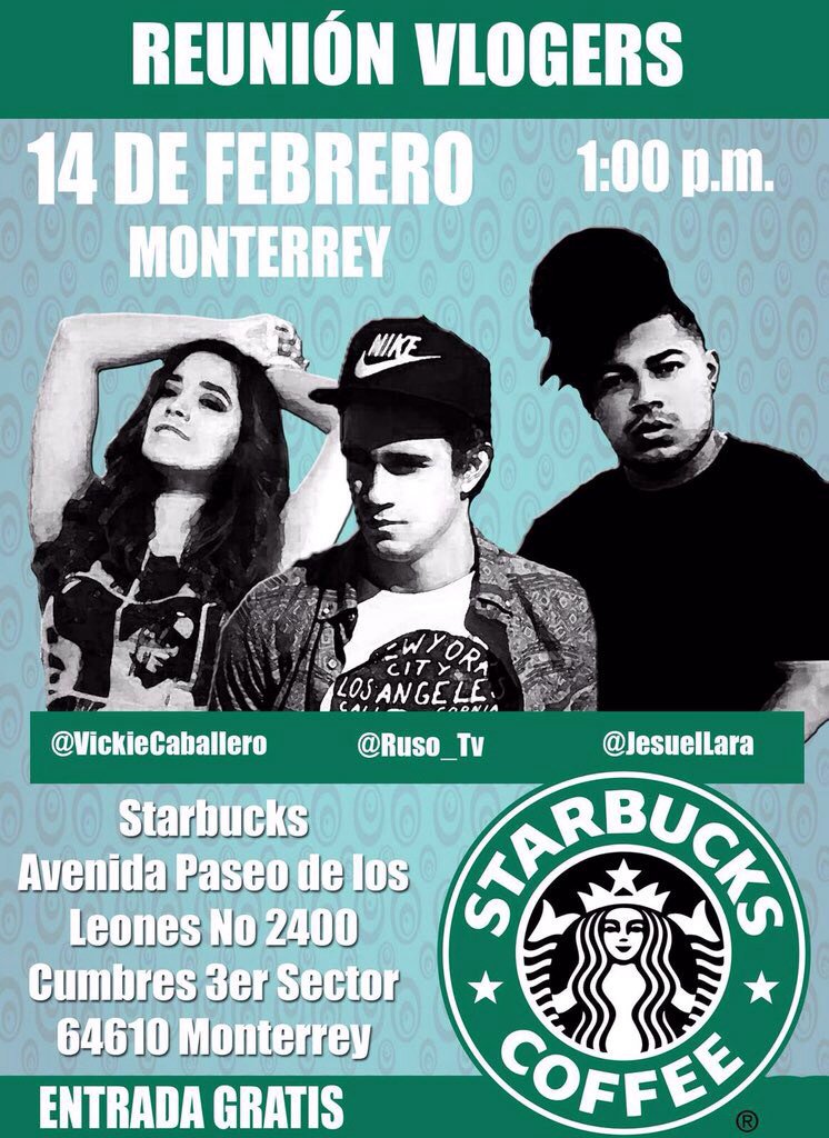 soyvictoriac1's tweet image. Este 14 de Febrero los esperamos @JesuelLara @Ruso_tv y yo en Starbucks 😍❤️ Nos vamos a divertir mucho. 🙊