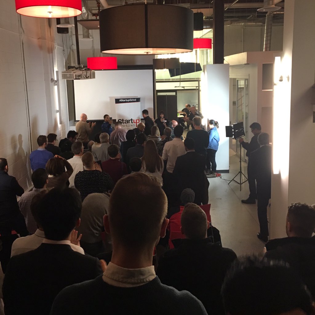 BrightLaneInc's tweet photo. A standing ovation for @100stevetam tonight @StartupGrindTOR #startup #CrowdFunding https://t.co/Q3Y6WhomMt