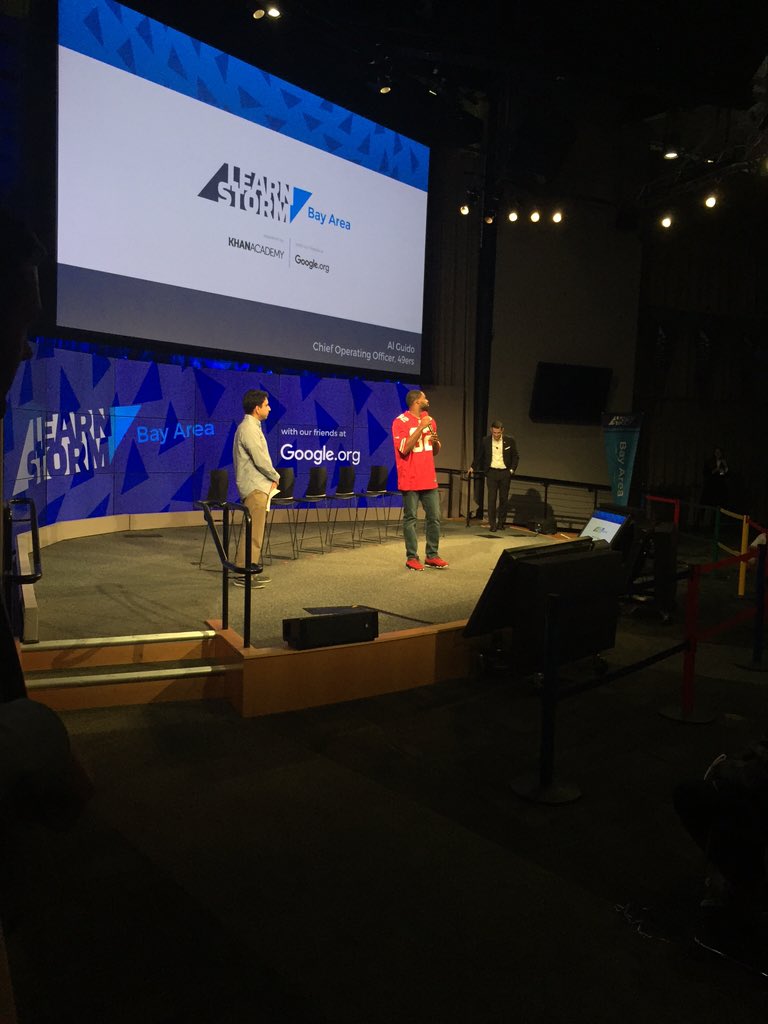.<a href="/TorreySmithWR/">Torrey Smith</a> rocking the mic at the launch of the #49ers partnership with the Khan Academy.