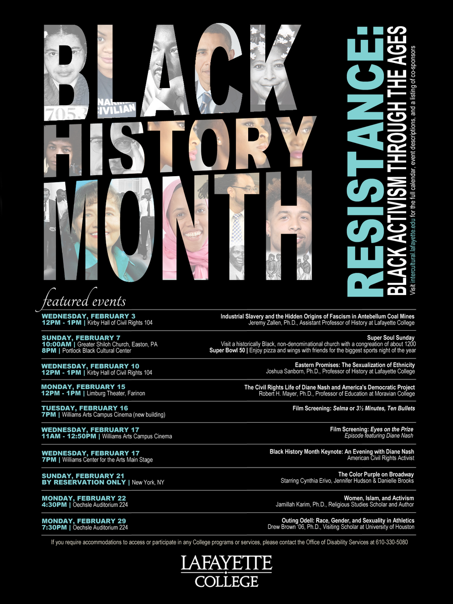alisonbyerly's tweet photo. Look forward to lots of great events for #BlackHistoryMonth2016 at @LafCol
https://t.co/YjpE0tmjRx https://t.co/LWlORp5IYs