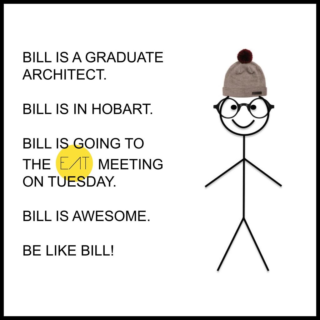 EATnetwork's tweet image. Next EAT meeting: 6pm Feb 9 @ Preachers!
All grad architects and friends welcome to attend the meeting!