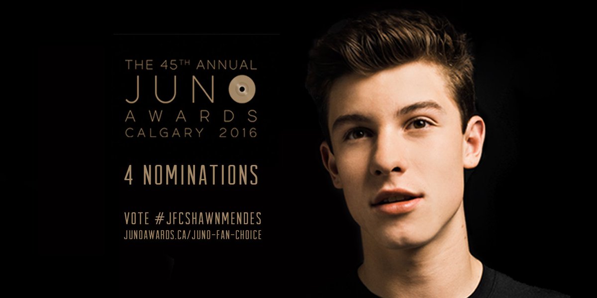 ShawnAccess's tweet photo. Shawns nominated for 4 awards @TheJUNOAwards! Vote for Fan Choice with #JFCShawnMendes or at https://t.co/N6XOqAmNi7 https://t.co/aDTyjPQfpS