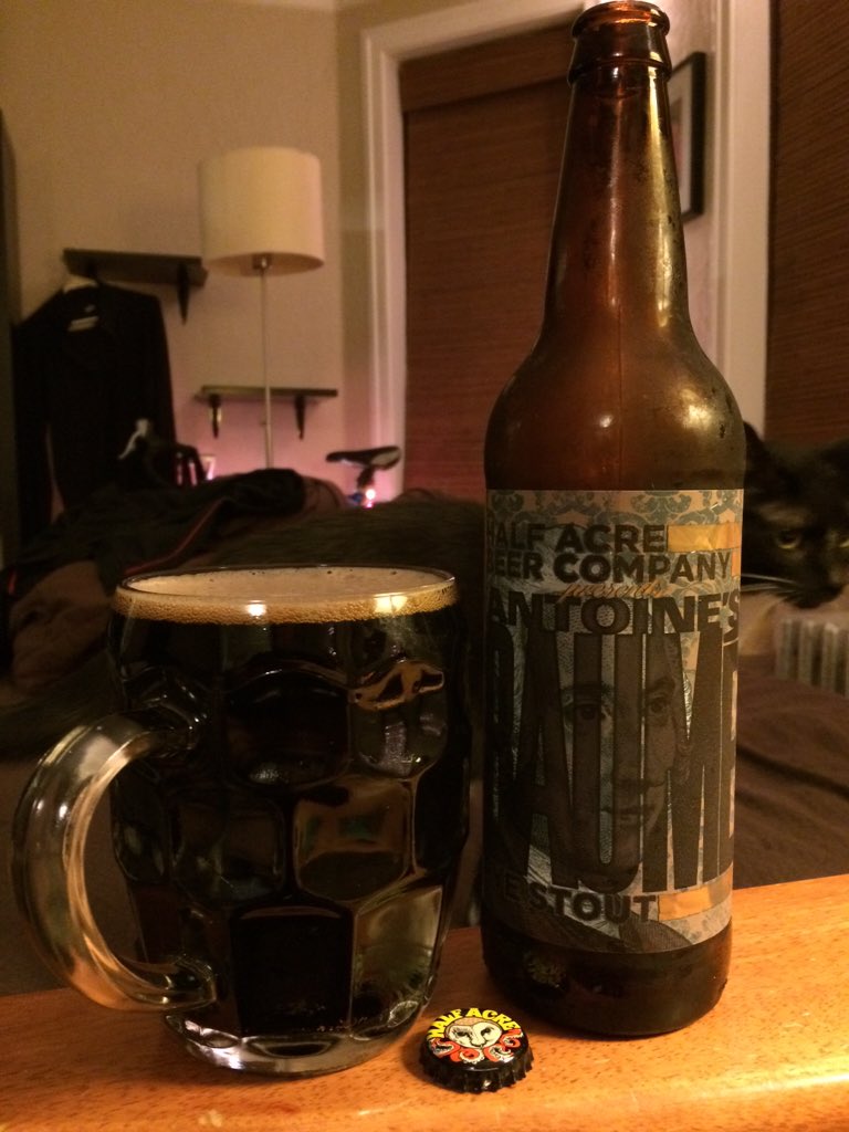 stephenieman's tweet photo. Drinking my second-most-favorite @halfacrebeer Baume. I could swim in this stuff! #beer #catbomb https://t.co/UUZOcoexiP