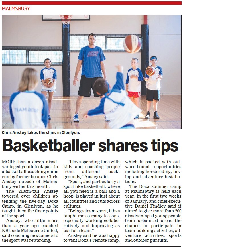 doxa_org's tweet photo. Read all about our basketball clinic at #DoxaOrg Malmsbury #SummerCamp with @ChrisAnstey13 in @MacRangesLeader :-) https://t.co/N8tMlclEDN