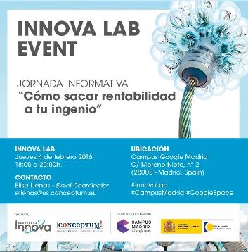 OEPM_es's tweet image. Rentabiliza tu ingenio con OEPM. Mañana a las 18:00 en #InnovaLab #CampusMadrid #GoogleSpace ow.ly/XMMGm
