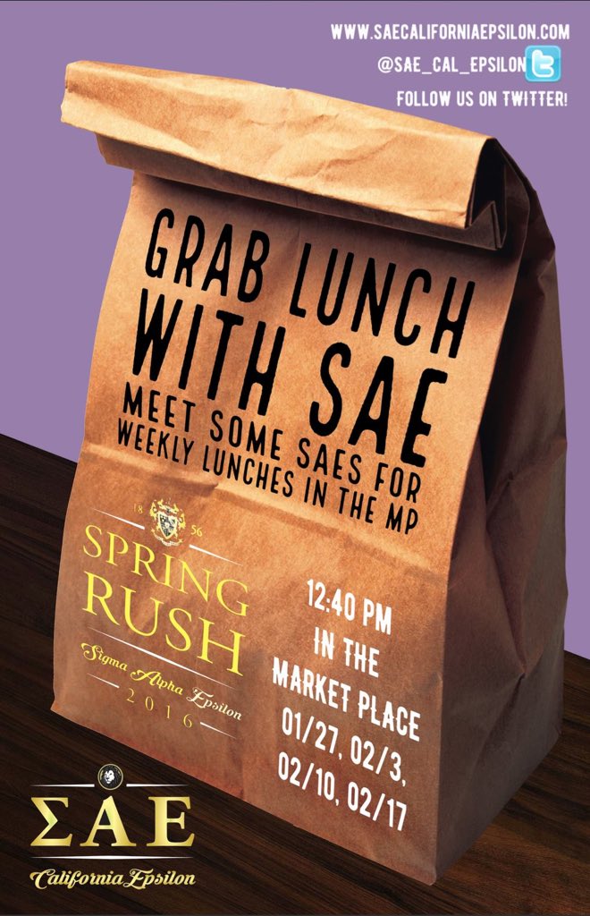 Another lunch with SAE tomorrow (Wed) started at 12:40 in the MP! Come stop by and join us for lunch!