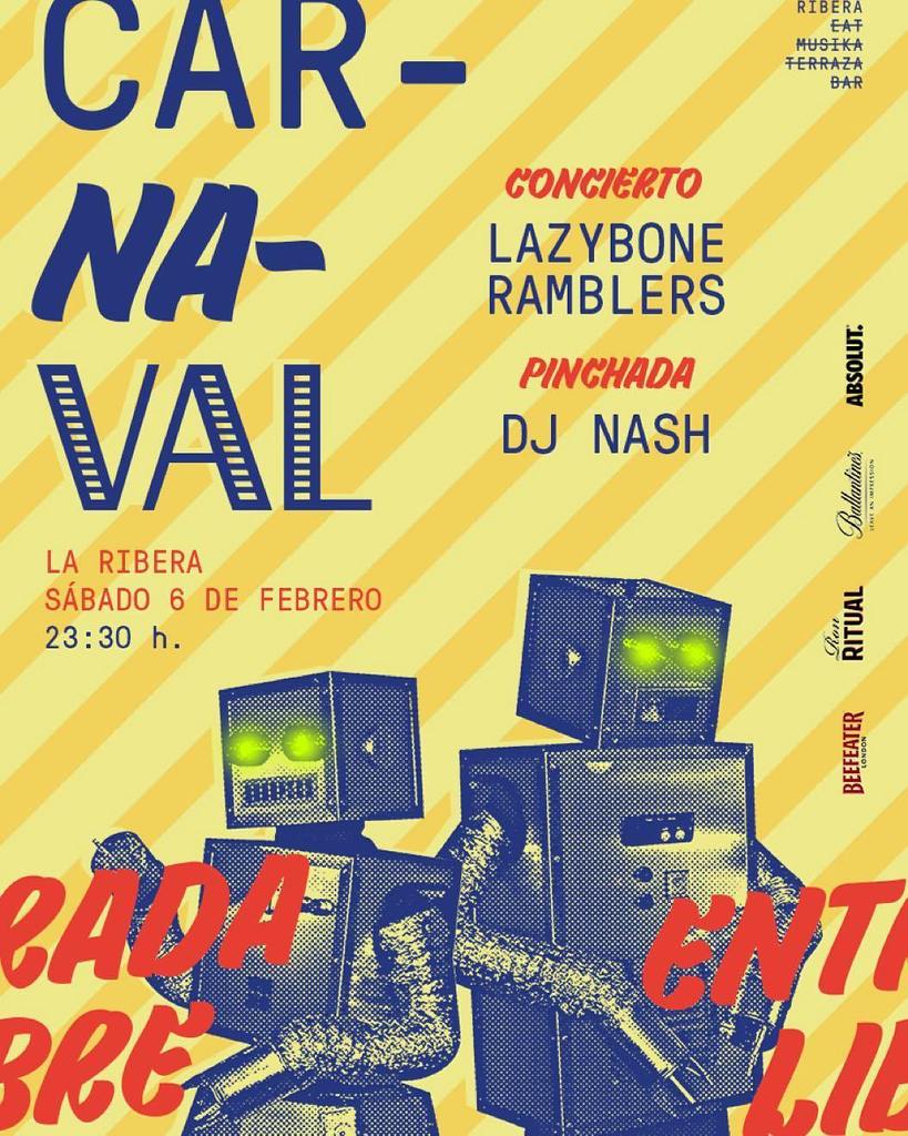 Catalin_Arroyo's tweet photo. 6/02 #carnaval en #laribera con #lazyboneramblers y @dj_nashbilbao ! P R E P A R A T E! #lariberabilbao #mercadodel… https://t.co/6vA7RhA0KT
