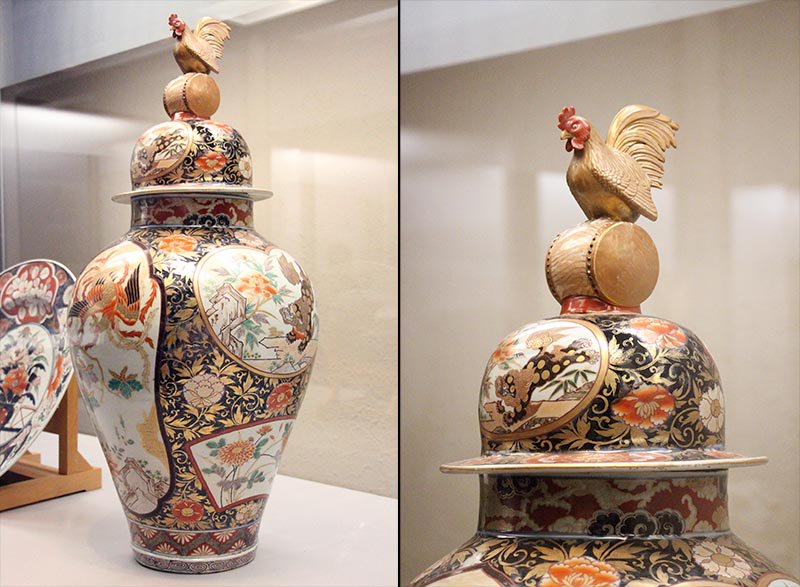 中国清時代色絵大壺 本館13室では「色絵獅子鳳凰文有蓋大壺」を通年展示。輸出物の典型的蓋