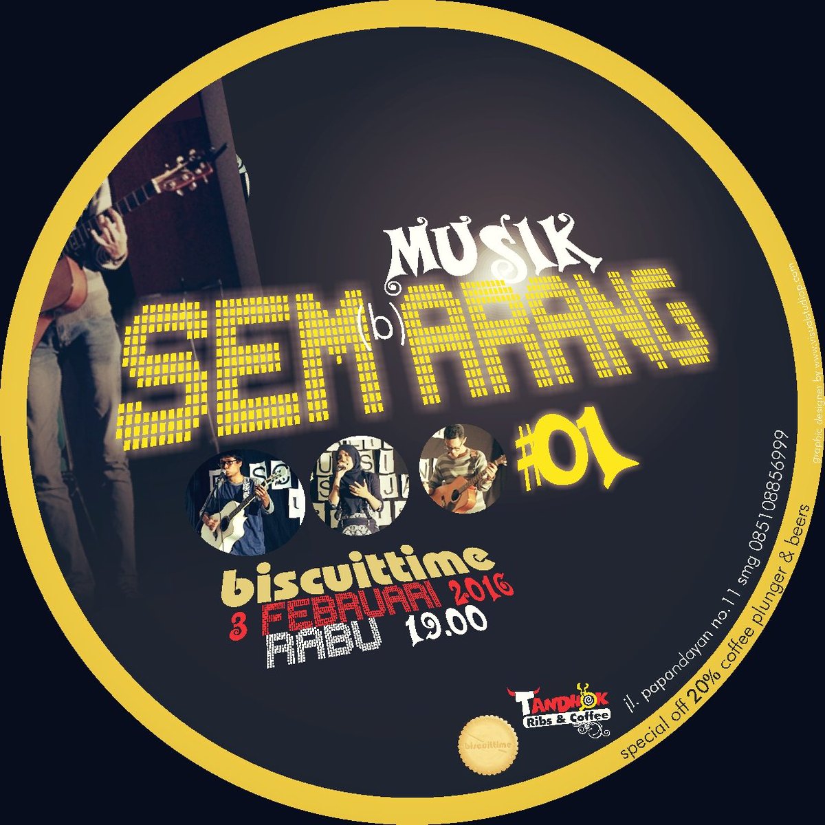 VSPdesign's tweet photo. MUSIK SEMbARANG #01 | BISCUITTIME 3feb2016 19.00 @igatandhok #livemusic #graphicdesign by@VSPdesign @Info_Semarang https://t.co/jHQoXGecIu