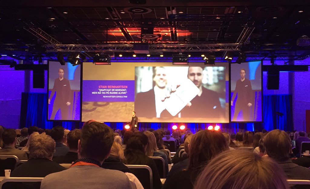 90% of Norwegian 18-29 year olds use Snapchat at least once a day says <a href="/Stianrein/">Stian Reinhartsen</a>. #somed2016