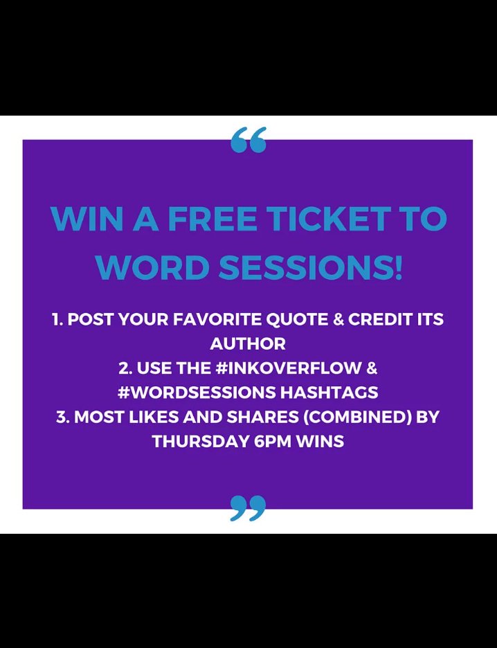 InkOverflow's tweet photo. Win a free ticket to Saturday's #WordSessions in just 3 easy steps! https://t.co/vWnWbIDoTF