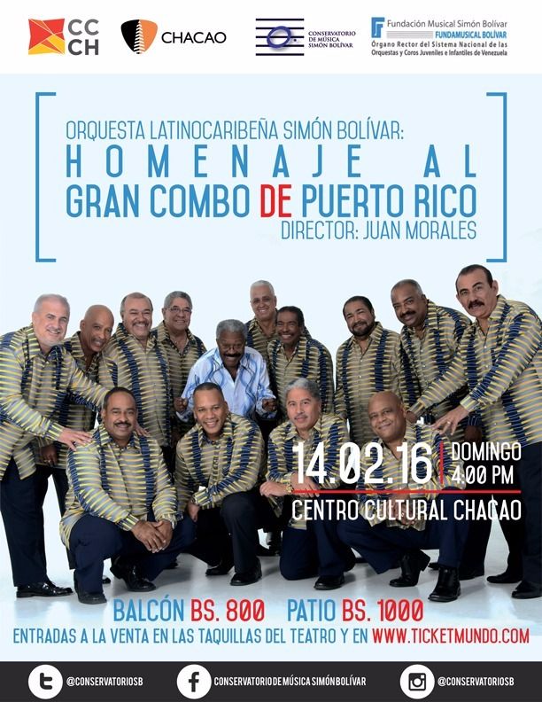 #14Feb | LatinoCaribeña Simón Bolívar | <a href="/CculturalChacao/">Centro Cultural Chacao</a> | Repertorio: Timbalero, Jala-jala, La Fiesta de Pilito