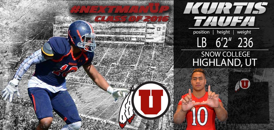 utahathletics's tweet photo. Flash your U for LB Kurtis Taufa (Snow/Lone Peak)! Bio/video: https://t.co/Ildnh1qvGa #UtahNSD16 #SigningDay https://t.co/KWjvsTGoMl