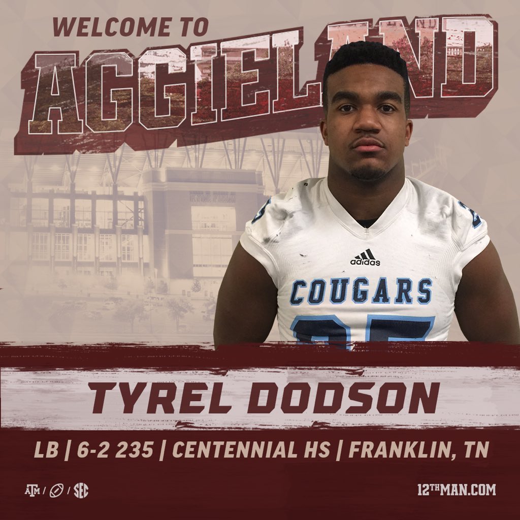 OFFICIAL: Welcome to Aggieland, Tyrel Dodson #12thMan #NSD16