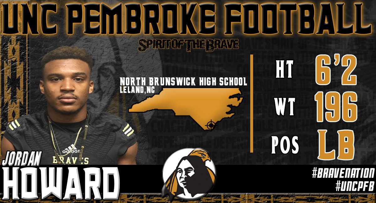 UNCP_Football's tweet photo. Welcome @tylerrrr_jordan to #BraveNation.#HEADCRACKER from the coast. One of the marquee signees.Big future! #UNCPFB https://t.co/n9tRp87Zdl
