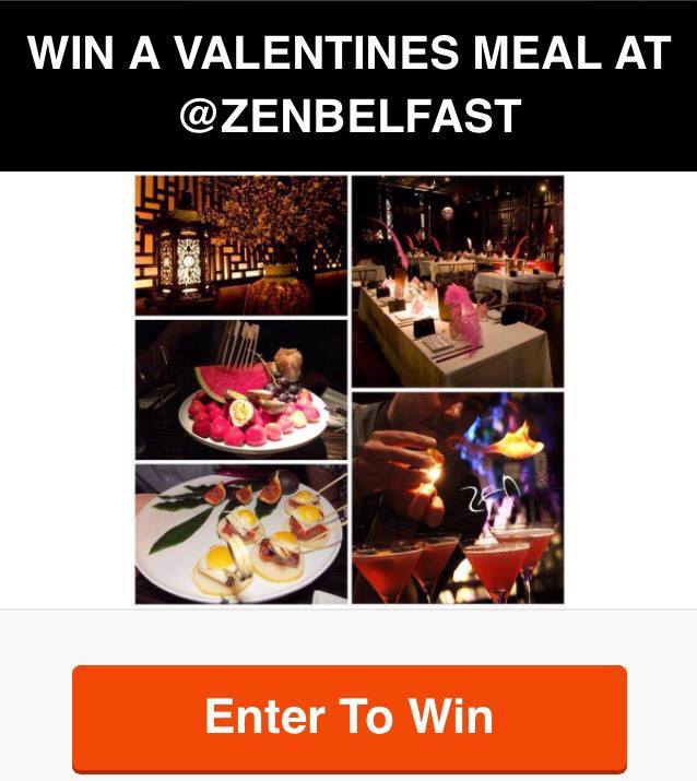 zenbelfast's tweet photo. Win a #ValentinesDay meal at Zen 
RT and Click = https://t.co/COrirwHuoG https://t.co/lZoAo0nlA1