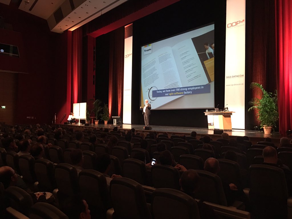 arievanbennekum's tweet photo. #oop2016 #jlybaert on stage talking about our Agile software factory #agileinthecore #cegeka https://t.co/XpnpzmcYWU