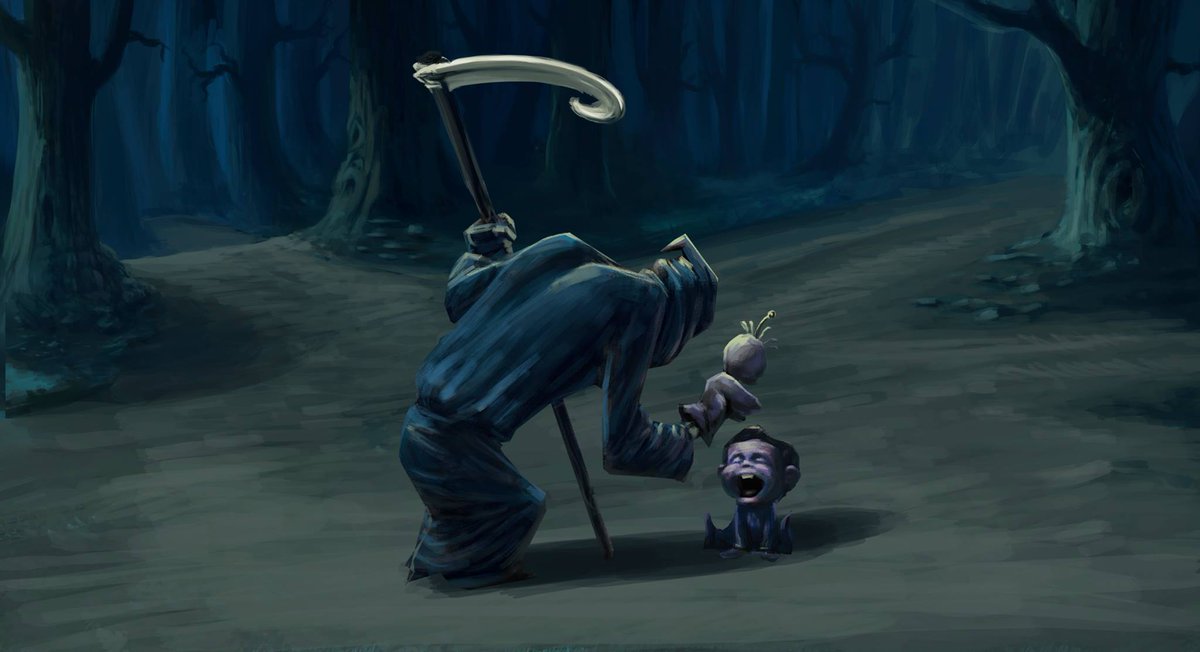 SimpalsStudio's tweet image. What may happen to a little boy who got lost in the forest and met a pack of hungry wolves and a death named Dji??