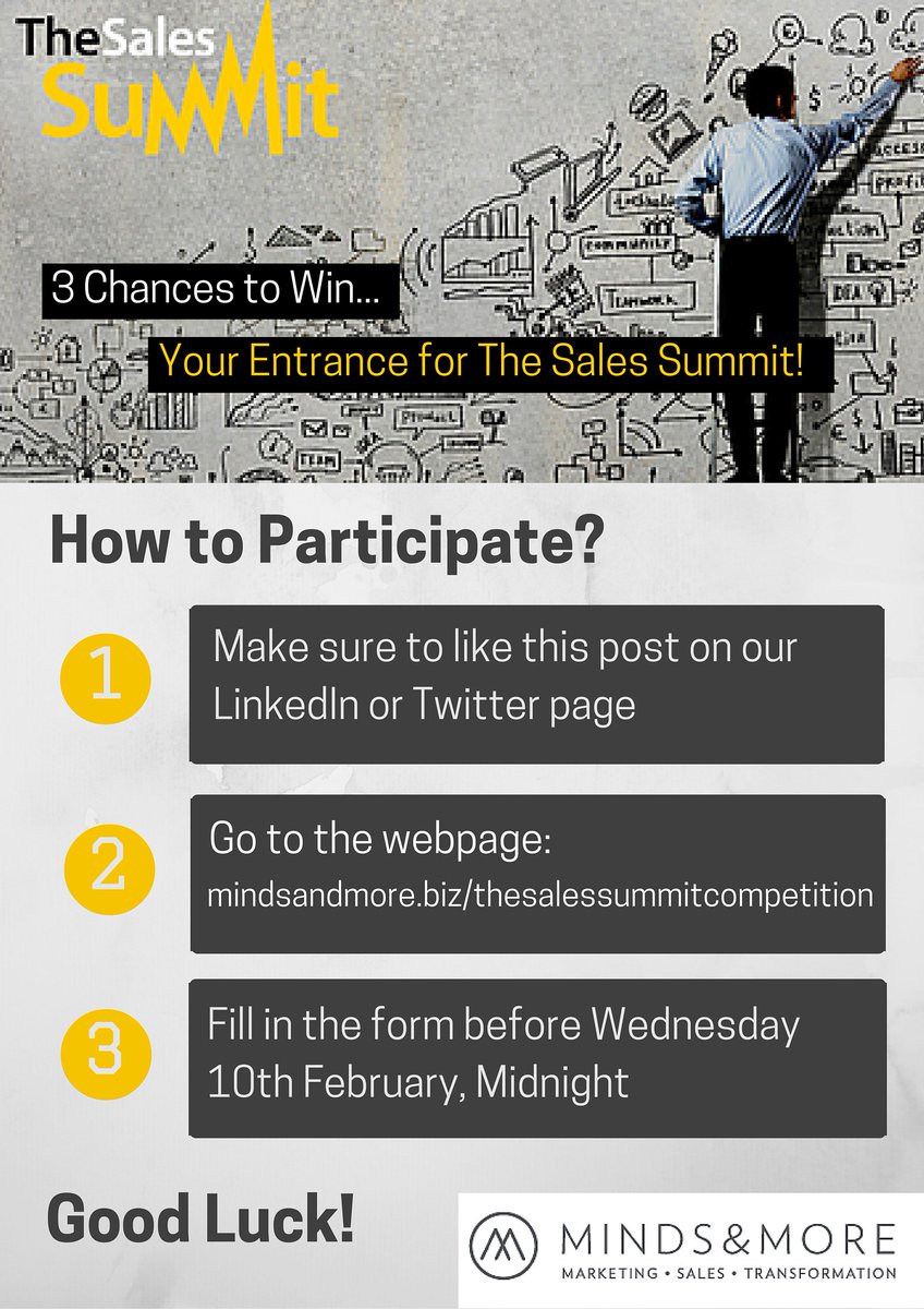 MindsandMore's tweet photo. We have 3 tickets for @TheSalesSummit Brussels to share with you. Take your chance! #TSS16 https://t.co/A9uEJCI6aN https://t.co/rA3eaeJvW8