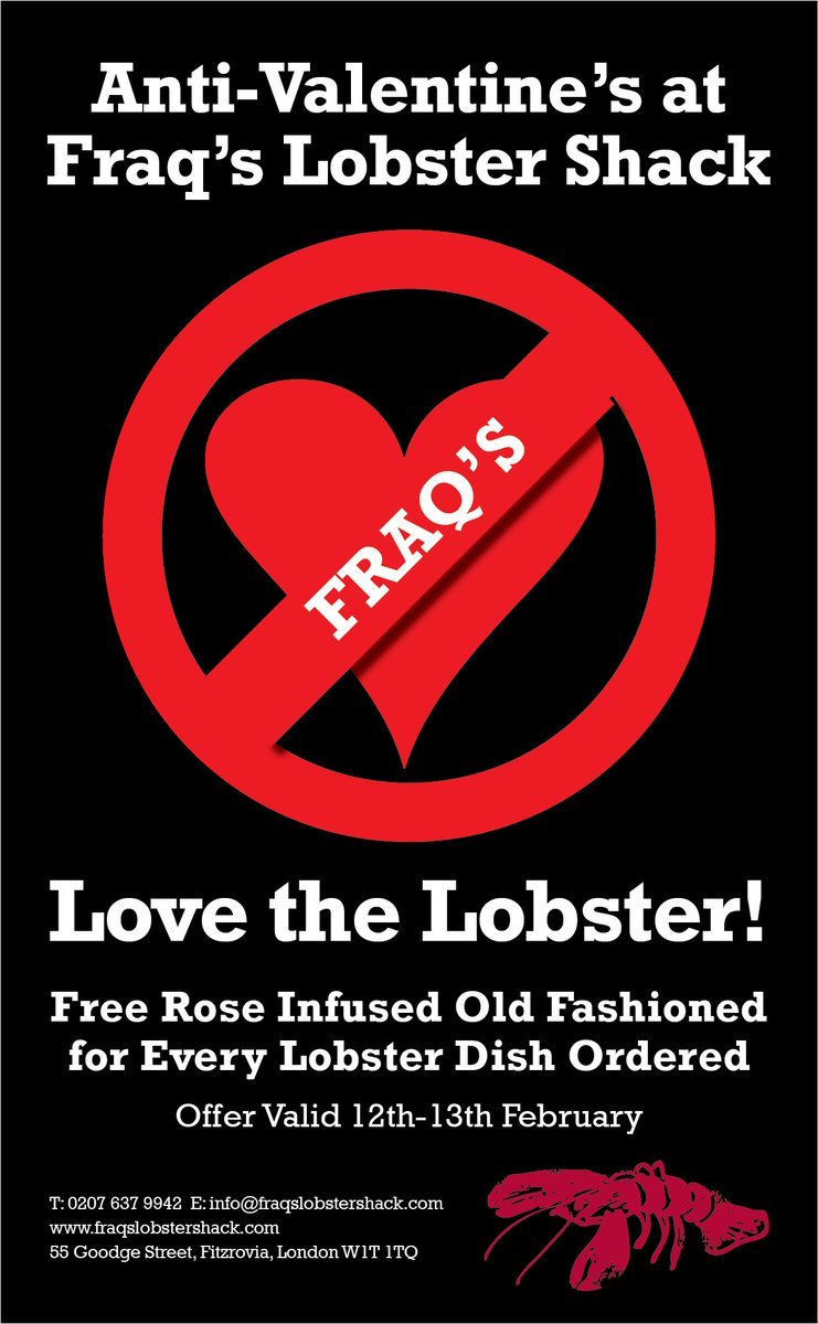fraqslobster's tweet photo. Ladies OR Gentlemen, Don't Love Each Other - #LoveTheLobster! #AntiValentines @fraqslobster 12th-13th - Free Stuff! https://t.co/53AFKLheHY