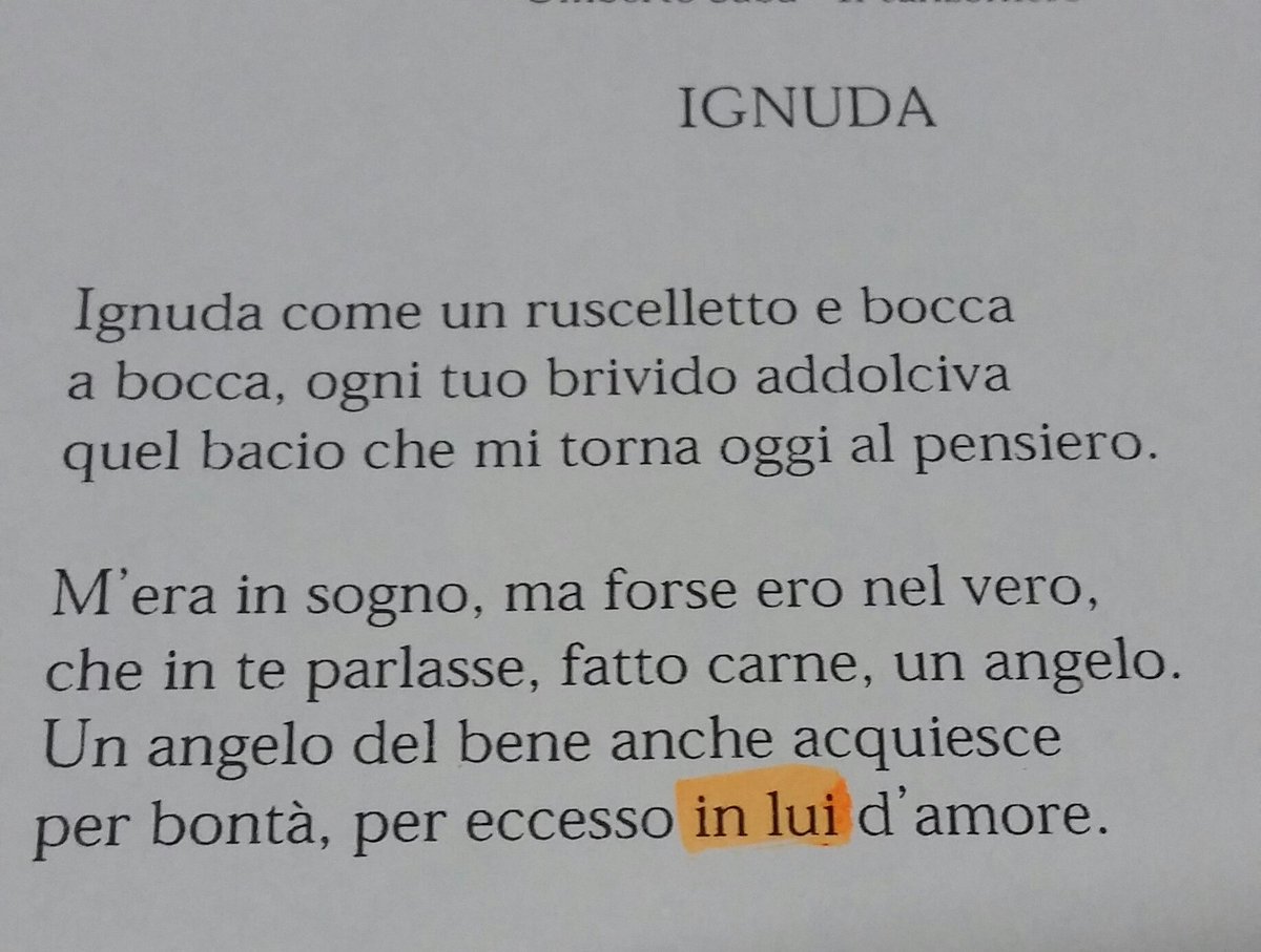 GiuseppeBinetti's tweet photo. Un angelo del bene anche acquiesce
per bontà, per eccesso #inLui d'amore.

Umberto #Saba #Ignuda
#avverbi https://t.co/t1IVWYQshB