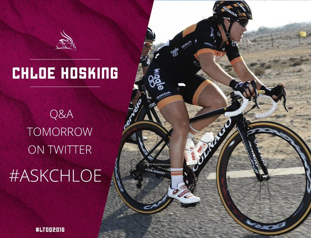 Don't forget the Q&amp;A with <a href="/chloe_hosking/">Chloe Hosking OLY</a> after the stage. send your questions with #AskChloe <a href="/WiggleHigh5/">Wiggle High5</a>