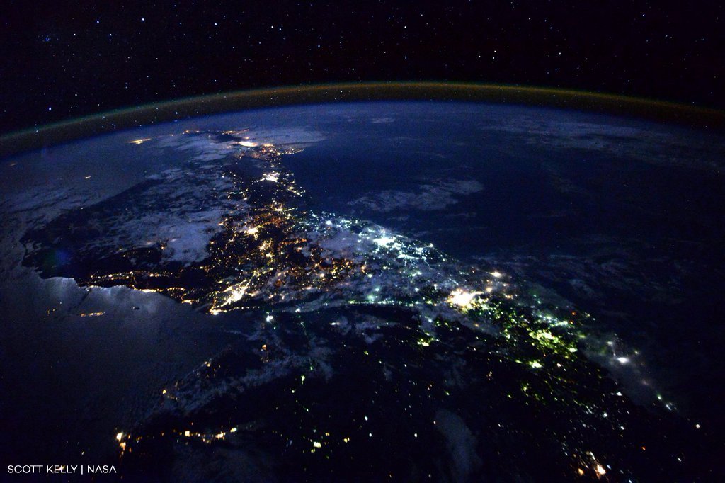 GMA's tweet image. Incredible photo from @StationCDRKelly of the lights of Central America from space.  - @NASA