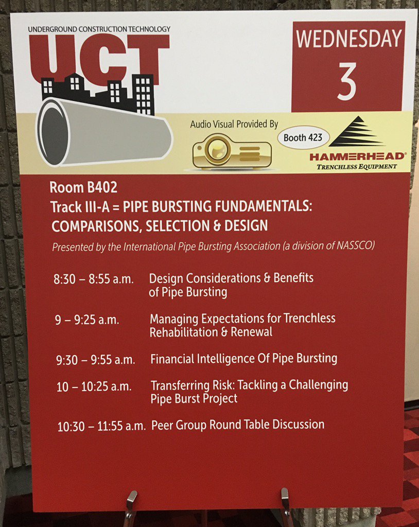 NoDigMaine's tweet photo. International Pipe Bursting Association getting ready to kickoff @UConOnline 2016 in Atlanta #AvoidTheTrench https://t.co/r8rb9M5O66