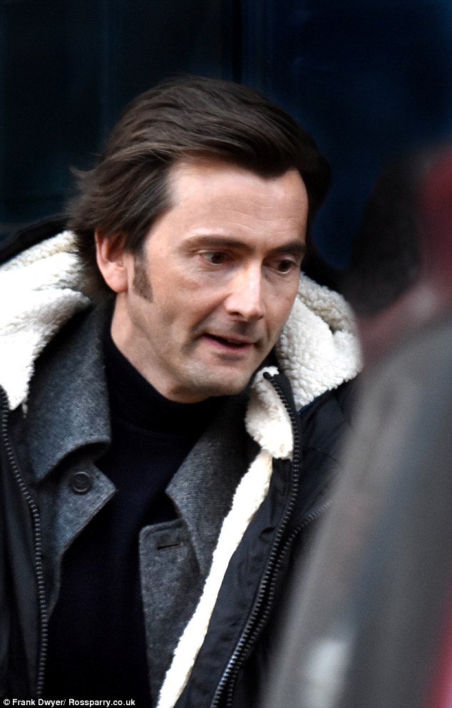 David Tennant on the set of Mad To Be Normal - 2/2/16