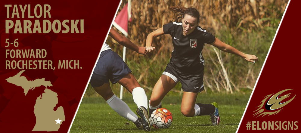 ElonWSoccer's tweet photo. We are excited to announce our first member of the 2016 class, Taylor Paradoski! Welcome Taylor! #ElonSigns #EUWS https://t.co/yBszfI7FKW