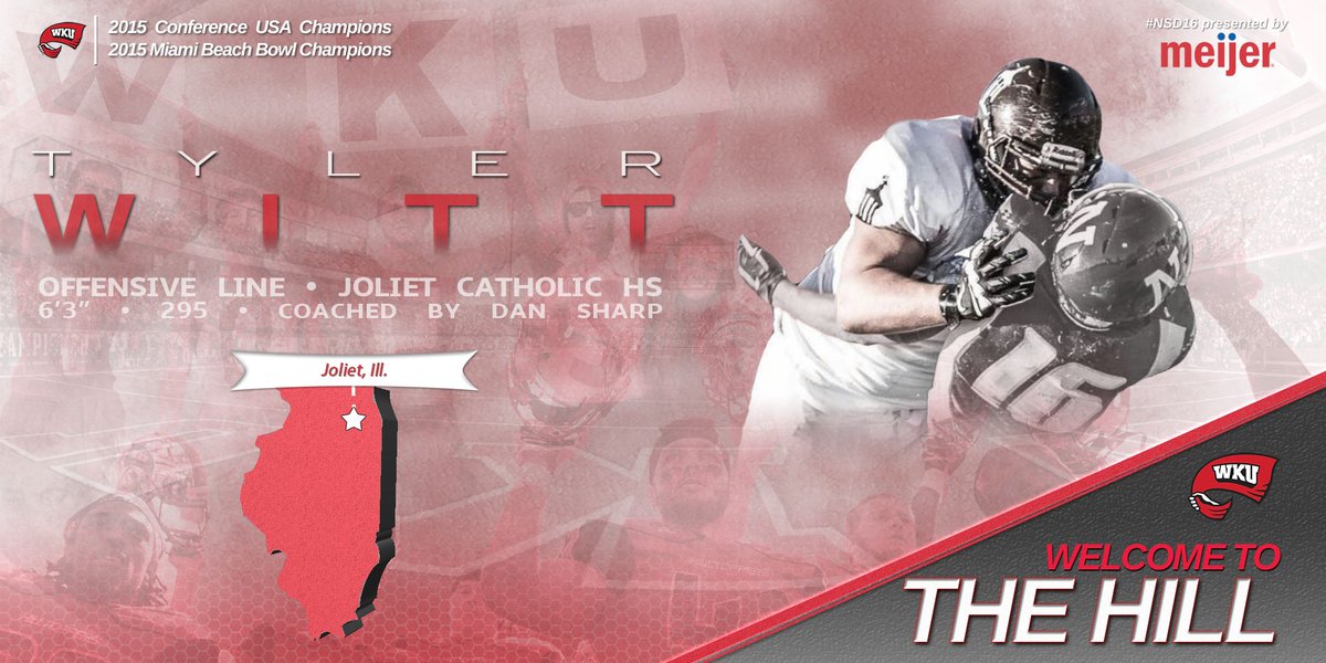 WKUFootball's tweet photo. Welcome OL @Ty_Witt2096 (Joliet, Ill.), Joliet Catholic Academy, to The Hill!

https://t.co/vZpP9rUe7m https://t.co/dUDygZh3zs