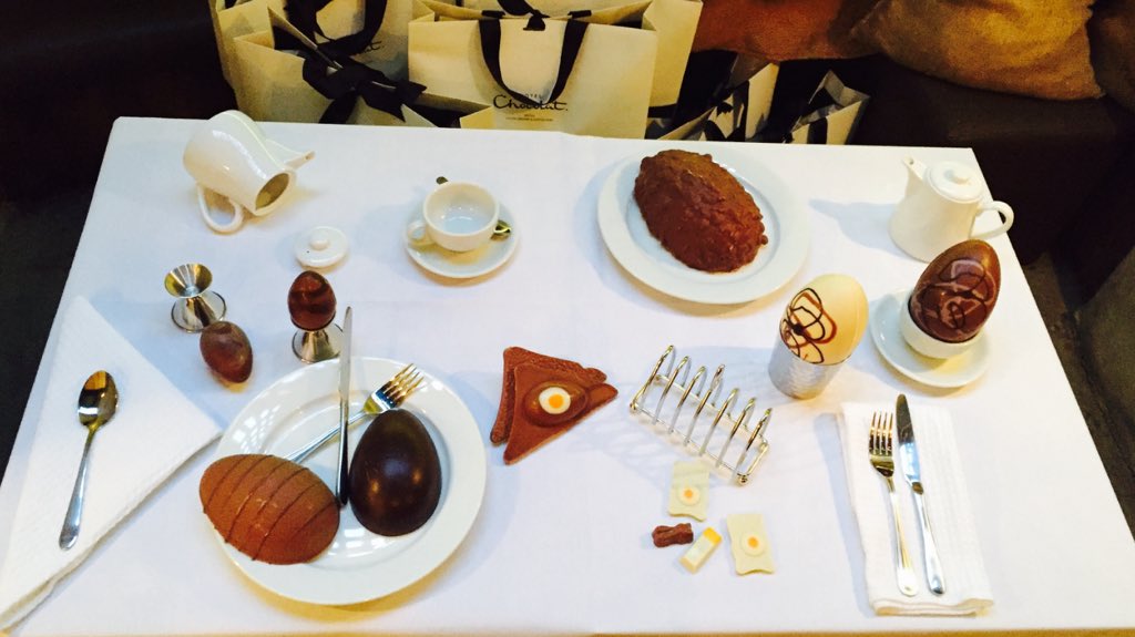 HotelChocolat's tweet photo. The table is laid for our chocolate egg breakfast. Time for a spot of tea! #HCEaster https://t.co/BWWQwdKJMo
