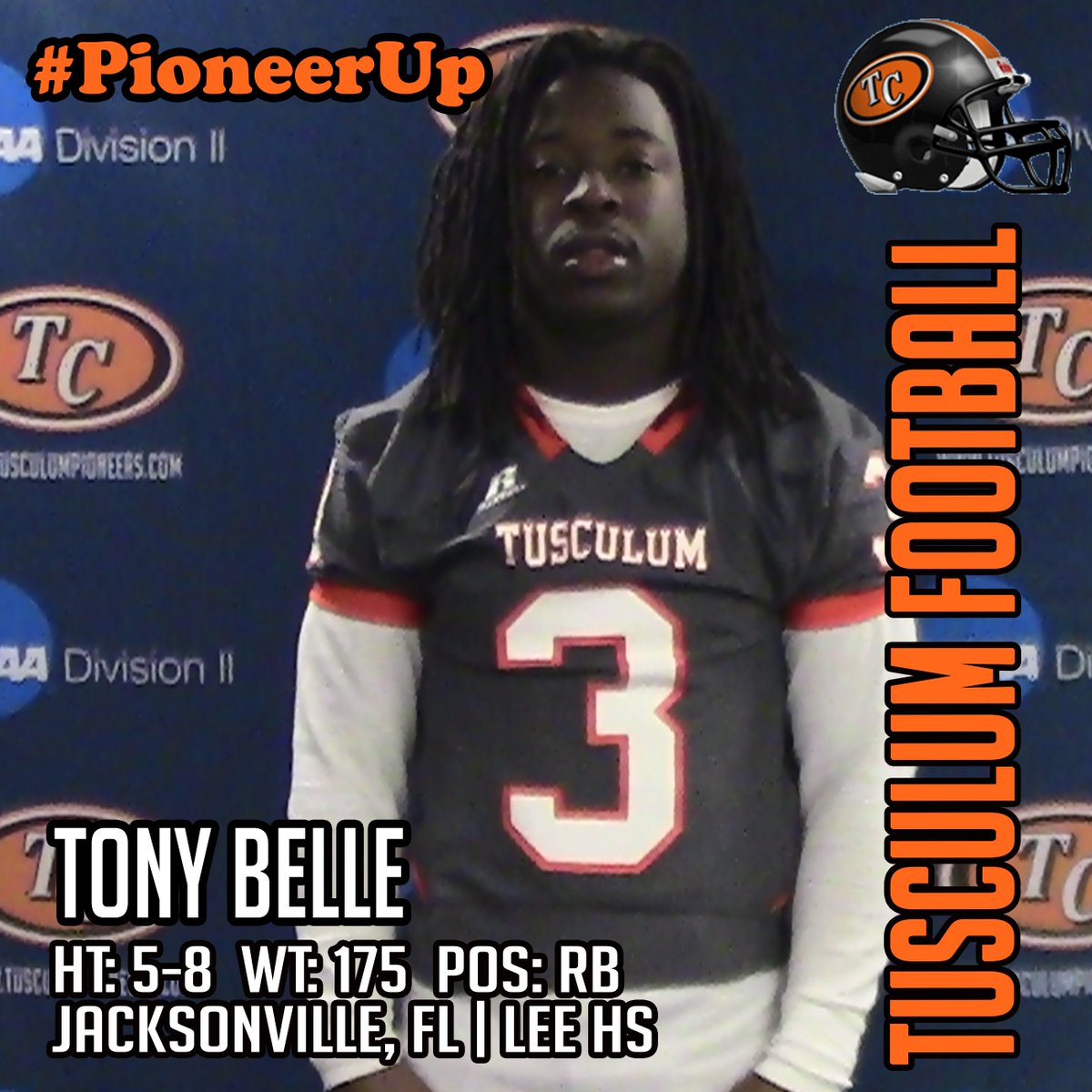TusculumSports's tweet photo. Welcome to Tusculum - Tony Belle | RB | Jacksonville, FL | Lee HS #TCSigningDay #PioneerUp #NSD2016 https://t.co/jwpeezJZPq