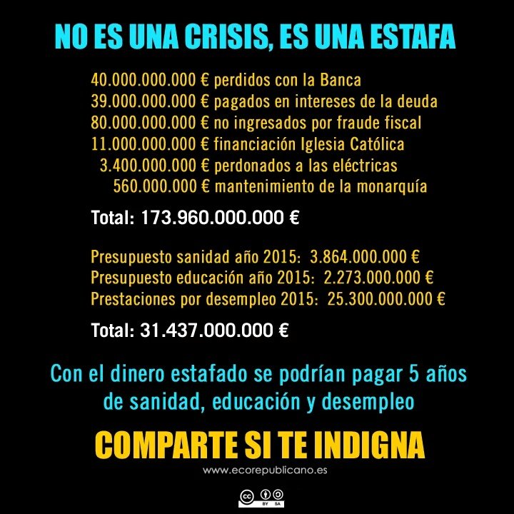 ecorepublicano's tweet photo. No es una crisis, es una estafa. RT si te indigna. https://t.co/mHtiHRlBMc