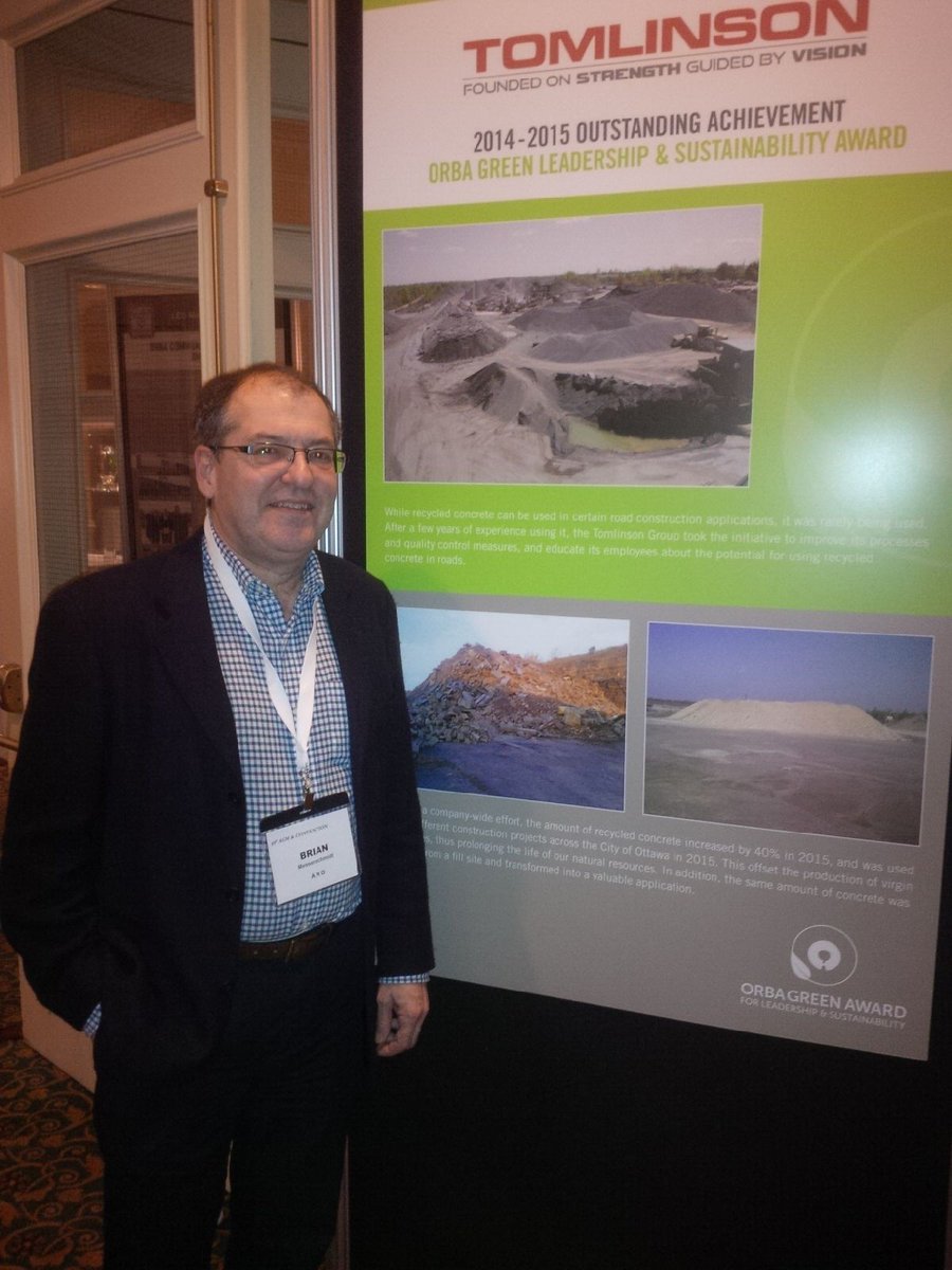 Congrats to <a href="/tomlinsongroup/">Tomlinson</a> on winning <a href="/ONRoadBuilders/">ORBA</a> Green Award for its use of reclaimed #concrete #aggregate