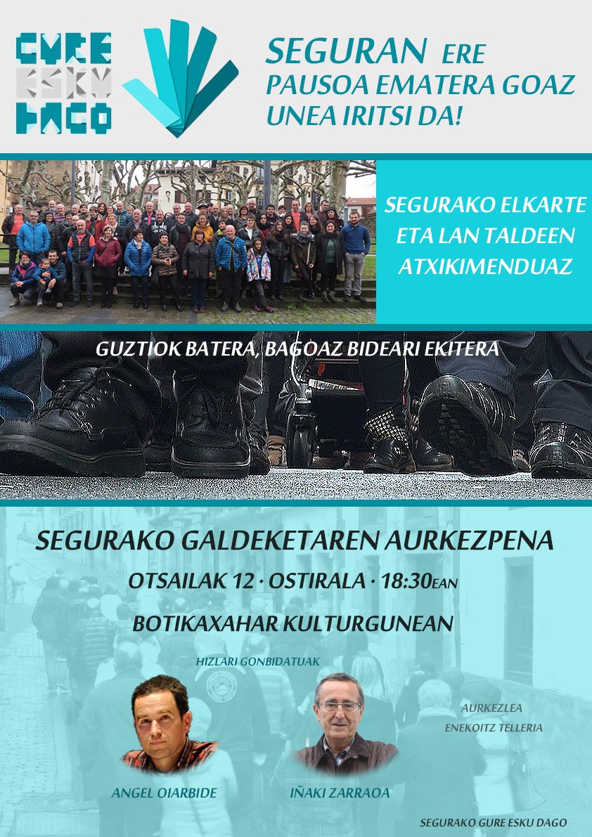 gedsegura's tweet photo. Segurako Galdeketaren Aurkezpena! Gonbidatuta zaudete! #GureEskuDago @segurakoudala @GureEskuDago @GoierrikoGED https://t.co/fiLQCZR5Oo