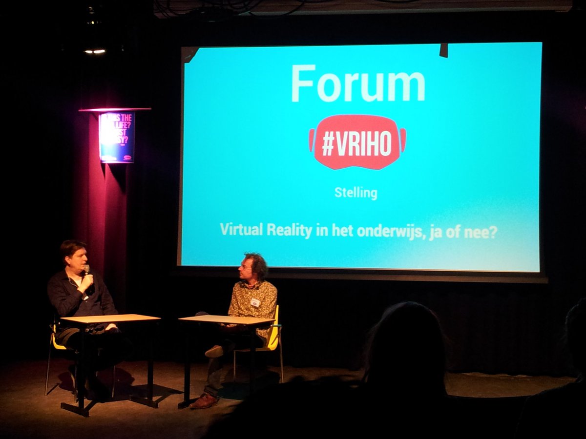 MirjamEvdBerg's tweet photo. Stelling: #vr in het onderwijs,  ja of nee? wordt besproken door Sander en Dick #vriho2016 https://t.co/Yg5RG0tnLs