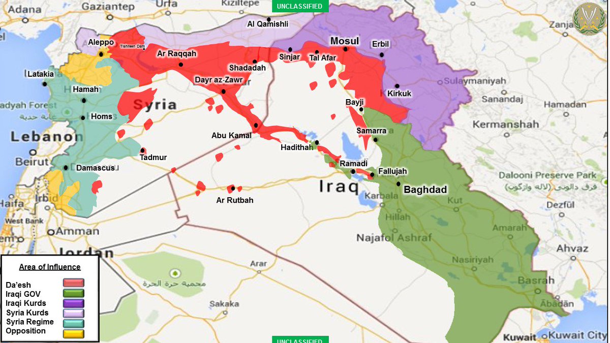 Current CJTFOIR situation in Iraq/Syria Map of Syrian Civil war