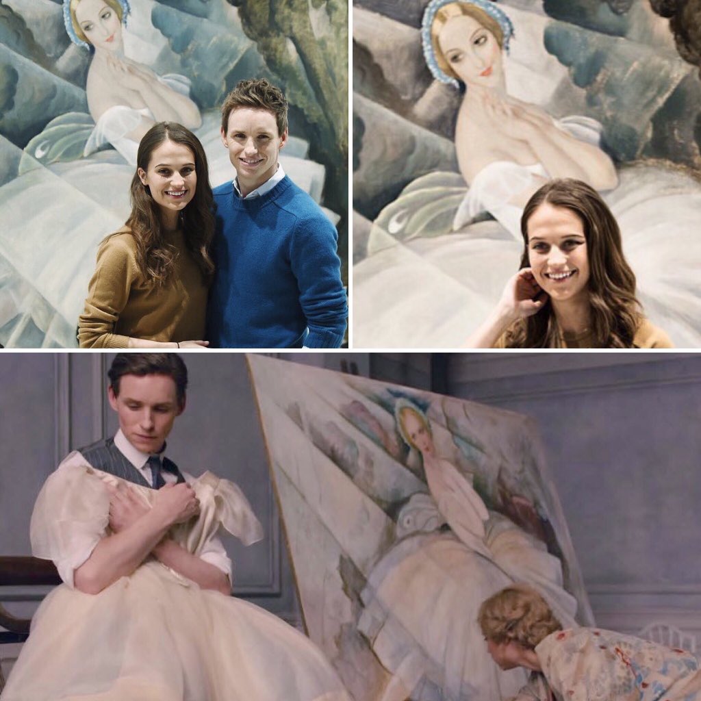 bespokeredmayne's tweet photo. THAT PAINTING: #AliciaVikander #EddieRedmayne in Copenhagen w #gerdawegener art from key scene in #TheDanishGirl https://t.co/gC9RZZ3Lve