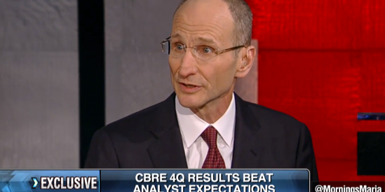 CBRE's tweet photo. Bob Sulentic discusses CBRE’s Q4 2015 earnings and the #CRE market on @FoxBusiness https://t.co/oomyTXBHr8 https://t.co/bJQ6FnbjMP