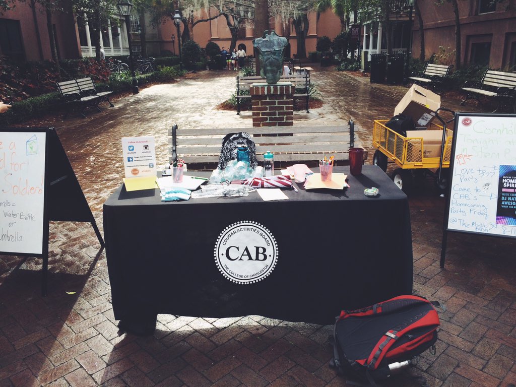 CofCCAB's tweet photo. Come out to our table in Cougar Mall to write a letter to the troops! If you make two, you'll get a free umbrella ☂ https://t.co/EkA2tydLC5