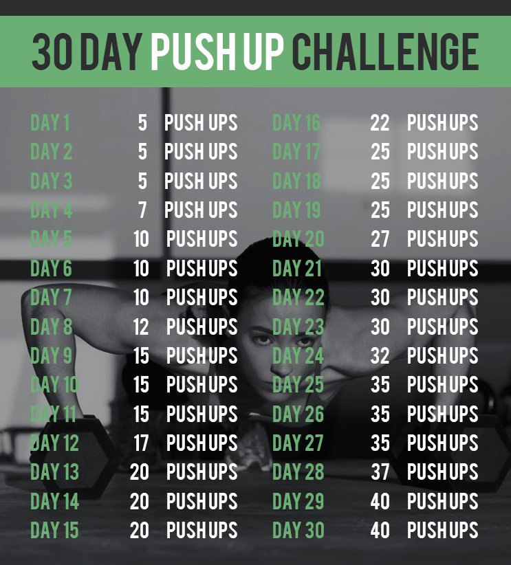 Five Fitness™ on X: Ever Tried The 30 Day #PushUpChallenge (Beginner  Level)  / X
